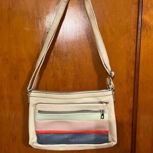 Relic Cream Crossbody Bag with Multicolor Stripes
